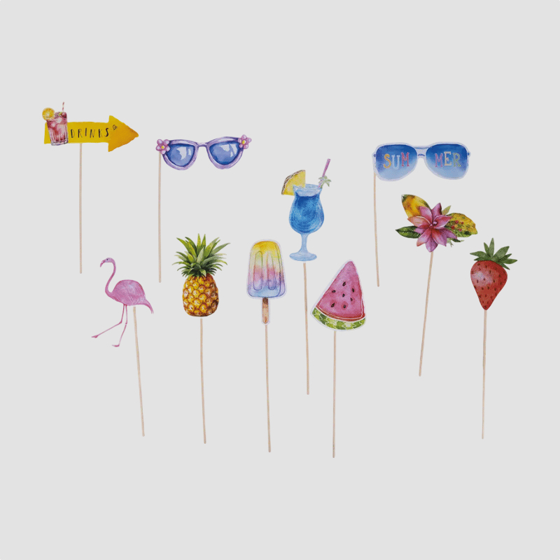 Sommer Photo Booth Rekvisitter 10x